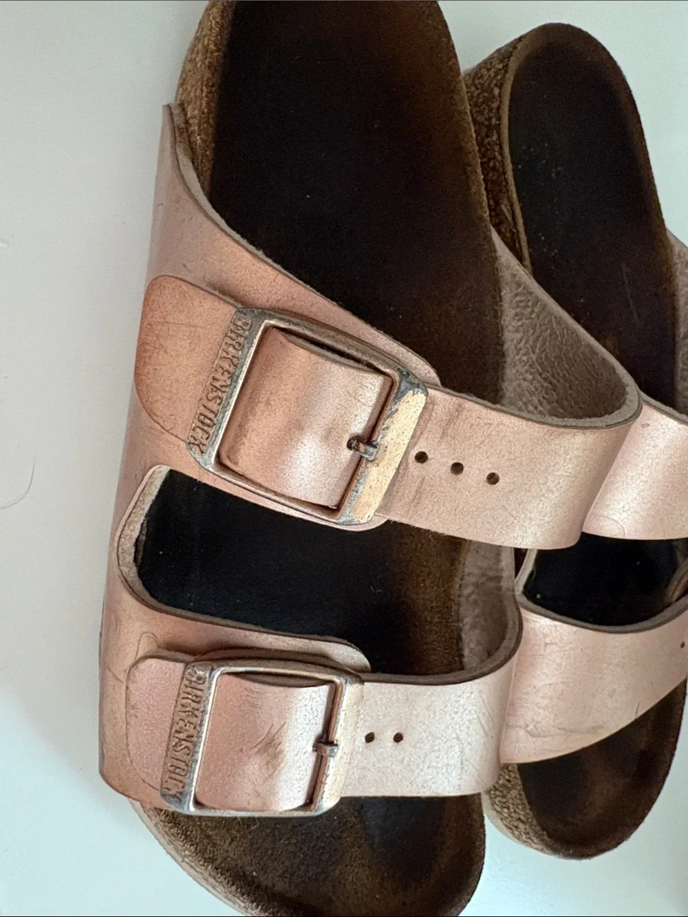 Birkenstock Kids Two-Strap Metallic Rose Sandals
